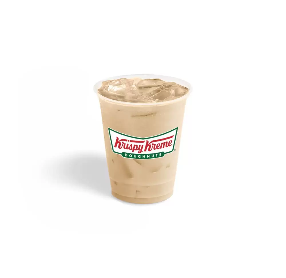 Café à Lausanne : Iced Coffee, Krispy Kreme, Un Americano glacé pour une boisson fraîche et caféinée.